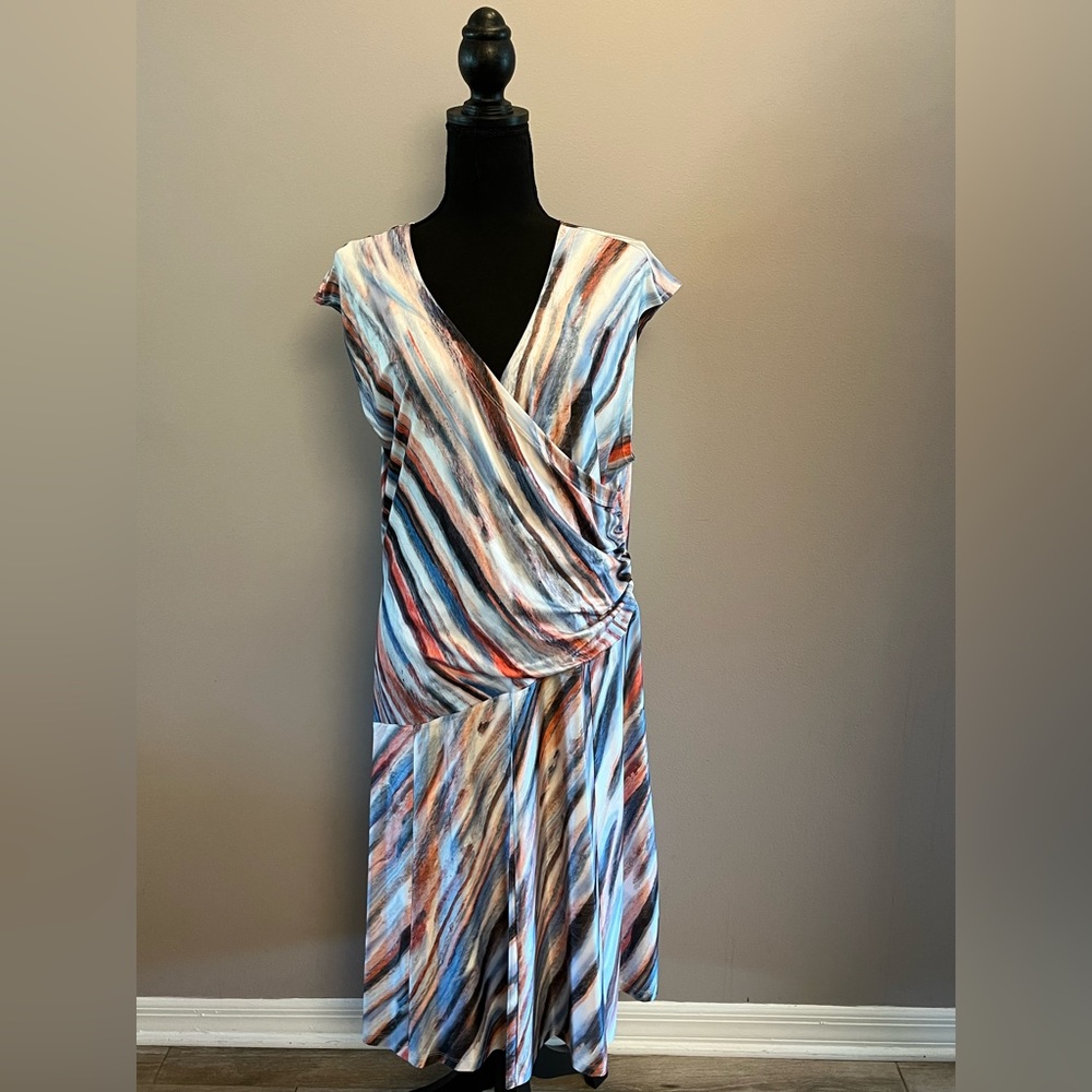 ZOZO Size XL Sleeveless Dress in Coral and Blue Stripes